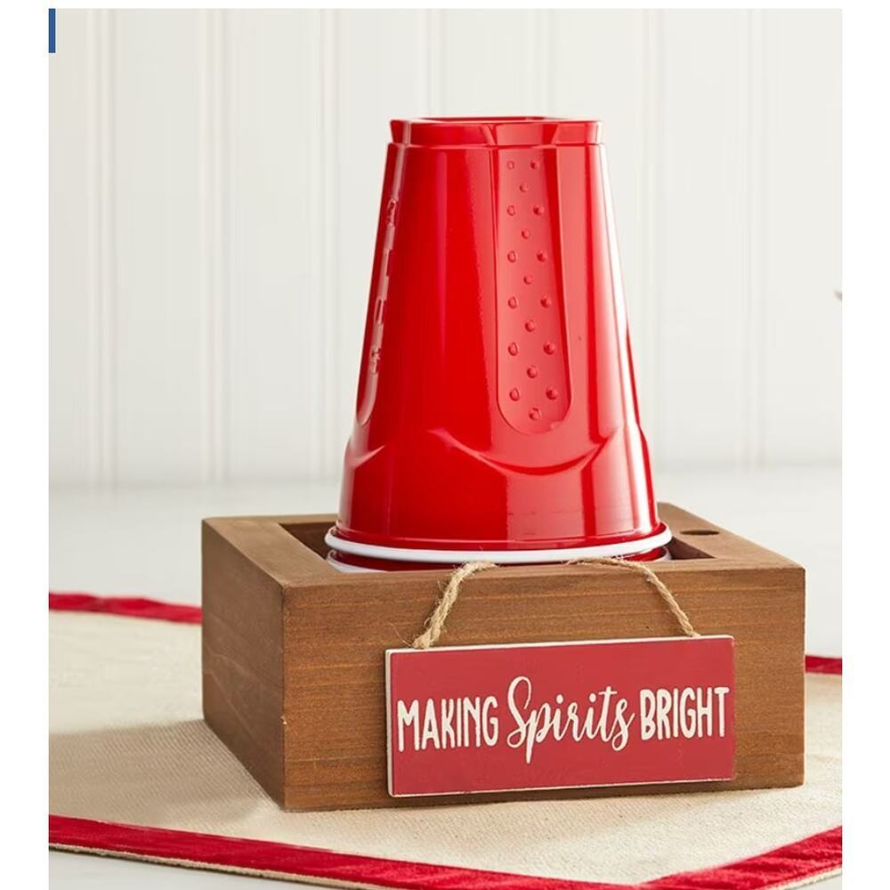 Natural Wood Colored Party Plastic Cup Holder & Labels with Marker Holder